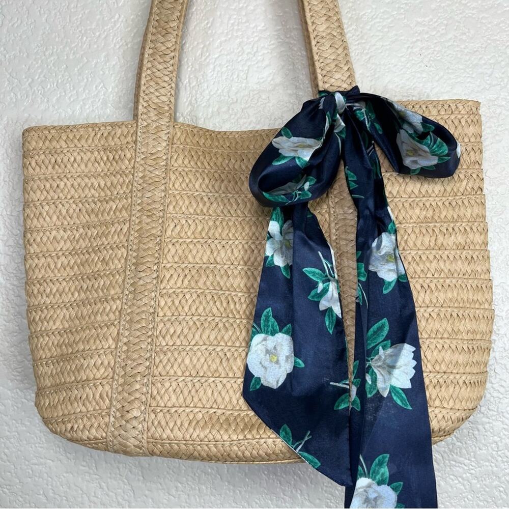 From Draper James •Straw Bag with Floral Scarf - Picture 3 of 10